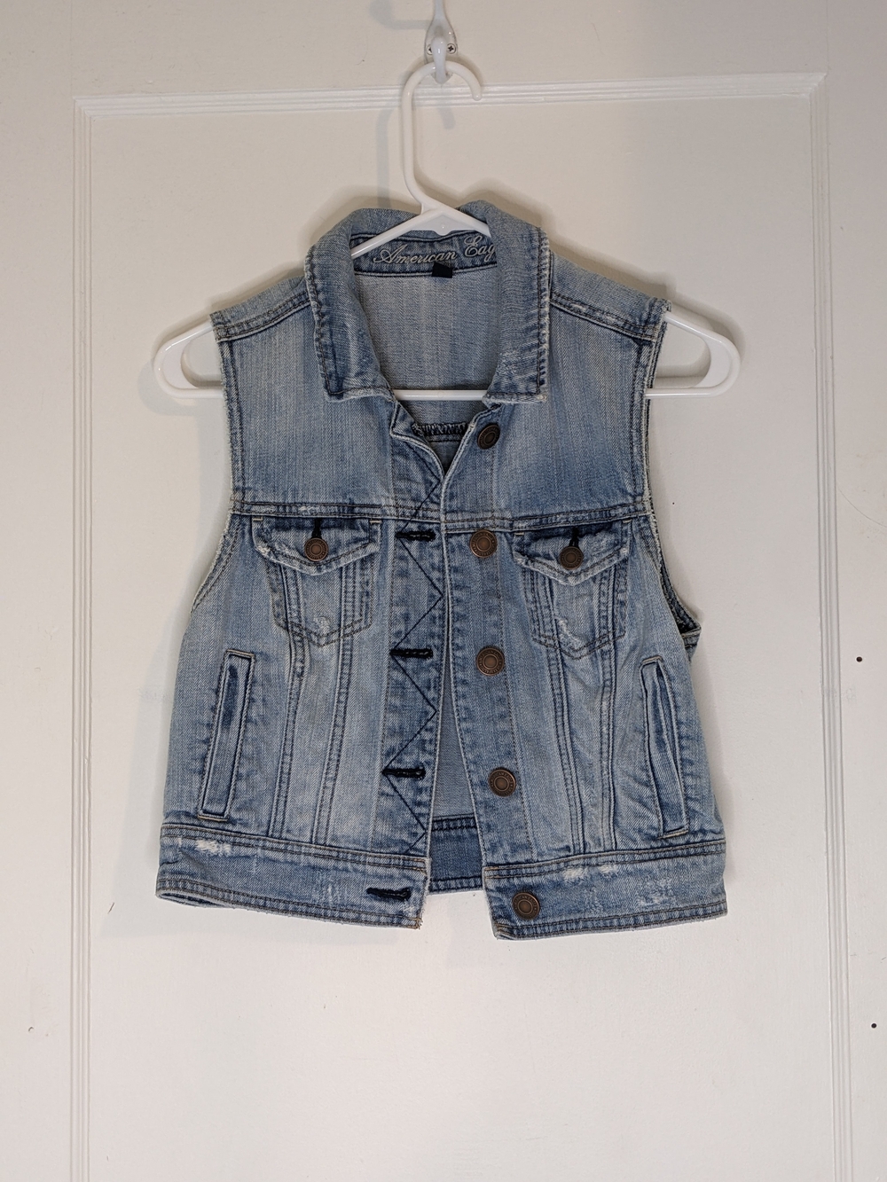 American Eagle Outfitters Light Blue Denim Vest